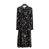 Women Long Sleeve Floral Print Midi Chiffon Casual Slim Party Lady Office Dress