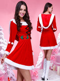 Deluxe Red Velvet Xmas Costumes Sexy Women Christmas Dress Santa Claus Costumes for Adults Uniform
