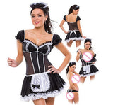 Hot Sexy Lingerie Cosplay French Maid Servant Costume Women Halloween Short Sleeve Sexy Dress French Maid Costumes