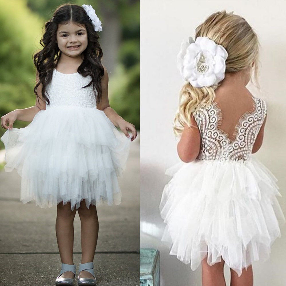 Baby Girl Flower Tulle Lace Dress Party Dress Girls Clothes Summer Kids Tutu Princess Costume Children Clothing Birthday Outfit