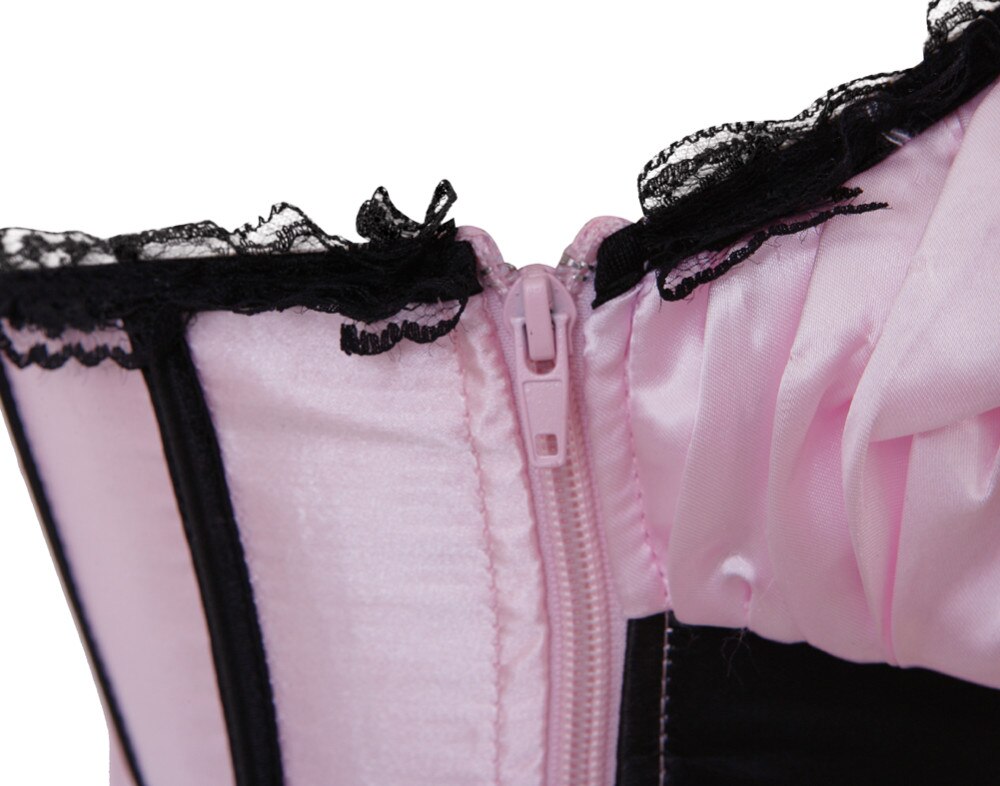 Floral Print Pink Denim Waist Trainer Corsets Overbust Sexy Corset