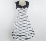 Polka Dot 1950S Sweetheart Tie Neck Summer Elegant Vintage Sleeveless Rockabilly Blue Dress