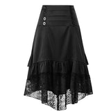 Costumes Steampunk Gothic Skirt Lace Women Clothing High Low Ruffle Party Lolita Red Medieval Victorian Punk Skater Button Front