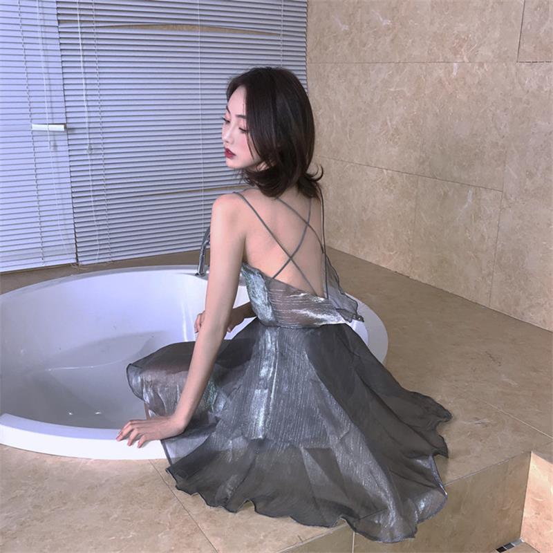 Women's Dresses Ins Lady Kawaii Ulzzang Chic Sexy Backless Dress Female Vintage Harajuku Punk Clothes For Women Casual