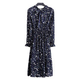 Women Long Sleeve Floral Print Midi Chiffon Casual Slim Party Lady Office Dress