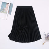 New 9 Color Long Women High Waisted Soft Skinny Velvet Pleated Elegant Maxi Skirt