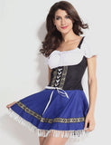 Most Popular Blue Adult Women's Oktoberfest Costume Beer Maid Fancy Dress Plus Size Halloween Carnival Costume S-XXXL