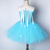 Princess Elsa Dresses for Girls Carnaval Costumes Kids Snow Queen Elza Fancy Tutu Dress with Snowflake Children Birthday Party