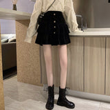 Women Black Short Skirts Fashion Korean Style Vintage Velvet All-match Ladies High Waist Mini Skirt