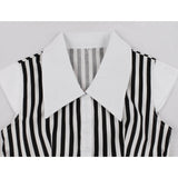 Elegant Summer Casual Vintage Party Dress Striped Printed White Black Office Ladies Suit Collar Dresses Women y2k OL Sundress