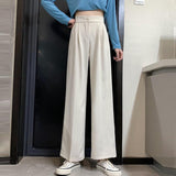 Women High Waist Casual Pencil Pants Korean Style Streetwear Solid Color Ladies Elegant Trousers