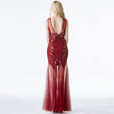 Women Sequin Beading Prom Dress Party Maxi Dress