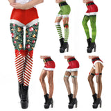 Christmas Belt Festival Women 3D Stripe Sexy High Waist Skinny Legging