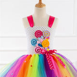 Fancy Rainbow Candy Costume Cosplay For Girls Halloween Costume For Kids Carnival Party Suit Dress Up