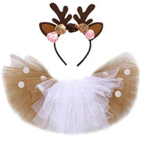 Christmas Deer Tutu Skirt for Girls Kids Reindeer Costume Toddler Baby Girl Deer Skirt Halloween Children Outfits for Birthday