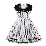 2023 4XL Plus Size Women Clothing Square Neck Tie Front Sleeveless Polka Dot Vintage Elegant 50S Summer A Line Rockabilly Dress