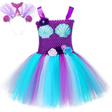 Princess Girls Mermaid Tutu Dress for Kids Christmas Halloween Costumes Sea-maid Birthday Party Dresses Baby Girl Tulle Outfits