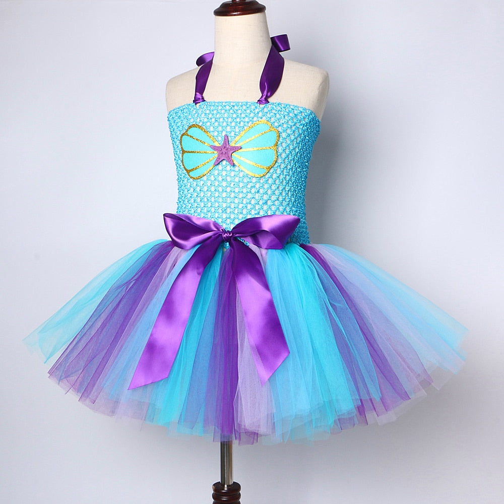 Little Mermaid Tutu Dress Outfit for Girls Princess Sea-maid Dresses for Kids Birthday Party Costume Baby Girl Toddler Clothes