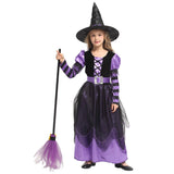 Small Witch Costume Halloween Girl Party Clothes Purple Witch Cosplay Dress Anime Role-Playing Games