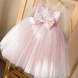 Girls Dresses For Weddings and Party Elegant Tulle Bowknot Tutu Prom Gown Kids Children Evening Bridesmaid Princess Dress