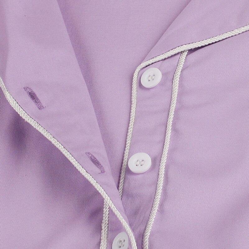 Elegant Blue Button Up Contrast Tape Hem Vintage Notched Collar Cotton Belted Retro A Line Dress