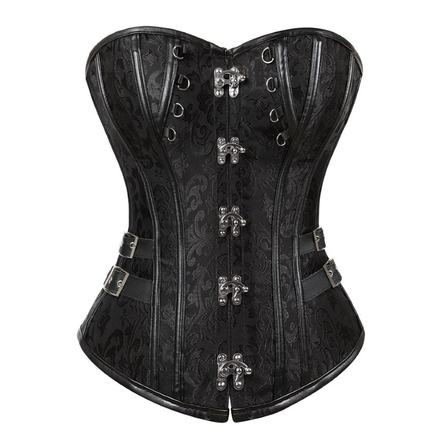 Women Steampunk Gothic Sexy Jacquard Buckle Overbust Corset Bustier Clubwear  Body Shaper Vintage Floral Corset Lingerie Top