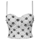 Sexy Beaded Rhinestone Women Camis Slim Cropped Corset Crop Top To Wear Out Push Up Bustier Bra