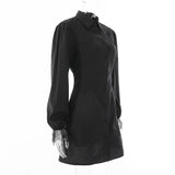 2023 Black Streetwear Women Solid Shirts Dresses Long Sleeve Casual Loose High Street Gothic Punk Harajuku Party Vintage Dress