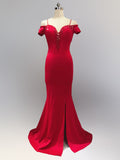 New Off-the-shoulder Elegant Slit Side Open Prom Formal Party Dress Spaghetti Straps Vestido