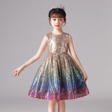 Pretty Sequin Flower Girl Dress Baby Girl Birthday Party Dress Kids Formal Wear Wedding Party Dress With Bow