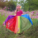 Little Girls Summer Princess Dress Kids Short Sleeve Mesh Tutu Rainbow Patchwork Clothes Children Birthday Party Color Dresses