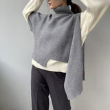 Winter Women Irregular Split Knit Sexy Solid Loose Sweater Cool Pullovers