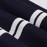 Navy Blue Contrast Striped Ribbon Elegant Cotton Sleeveless 50S Retro A Line Vintage Swing Dress