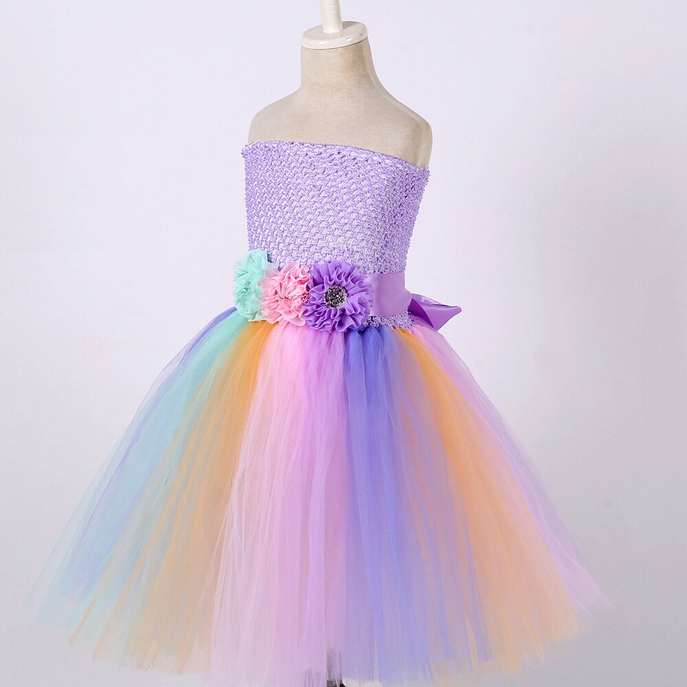 Flower Girl Unicorn Dress Long for Birthday Party Kids Halloween Costumes Girls Princess Fairy Tutu Dresses Full Length Outfit