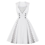 Robe Vintage 50s 60s Retro Cotton Patchwork Pin Up Swing Party Polka Dot Women Casual Dresses