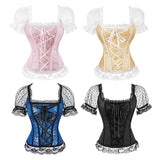 Retro Renaissance Corset Princess Palace Clothing Transparent Shoulder Sleeves Lingerie Bodyshaper straps