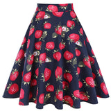 Solid Color Cotton Womens High Waist A-line Vintage Skirt Ladies Casual Black Plus Size Rockabilly Skirts Swing School Clothing