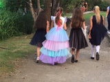 Unicorn Baby Girls Princess Long Tail Rainbow Prom Gown Wedding Dress Up Infant Carnival Vestidos
