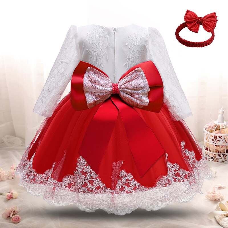 Baby Girls Winter Dress Newborn Princess 1st Birthday Party Tutu Lace Flower Christening Gown Infant Christmas Baptism Clothes