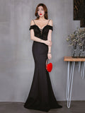 New Off-the-shoulder Elegant Slit Side Open Prom Formal Party Dress Spaghetti Straps Vestido