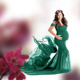 New Pregnant Evening Dress Maternity Photography Props For Shooting Photo Pregnancy Clothes Cotton Chiffon Off Shoulder