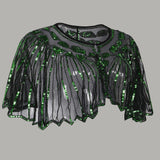 Vintage 1920s Flapper Shawl Sequin Beaded Short Cape Beaded Decoration Gatsby Party Mesh Short Cover Up Dress Accessory