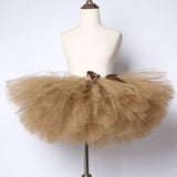 Solid Brown Coffee Baby Girls Tutu Skirt Costume Kids Dance Tutus Fluffy Ballet Bubble Skirts Children Ball Gown for 3M-14 Years