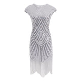 1920S GATSBY Sequins O-neck Beaded Fringed Dress Hot Club Night Out Sexy Fringed Dress