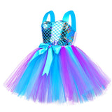 Little Mermaid Princess Dresses for Girls Kids Tutu Dress for Mermaid Birthday Party Costumes Halloween Clothes Set for Children
