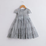 Summer Lace Princess Girl Dress Mesh Tulle Party Dress Girls Flower Embrodery Wedding Gown Children Casual Wear Vestido Infantil