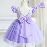 Christmas Girls Dresses Kids Princess Party Tutu Lace Flower Bowknot Prom Gown Children Elegant Wedding Birthday Party Clothes