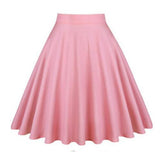 Solid Color Cotton Womens High Waist A-line Vintage Skirt Ladies Casual Black Plus Size Rockabilly Skirts Swing School Clothing