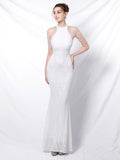 New Sliver Party Evening Dress Elegant Off Shoulder Long Sequin Evening Dress