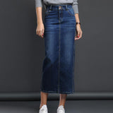 Casual Jeans Women Button Denim Skirts Long High Waist Solid Summer Skirt